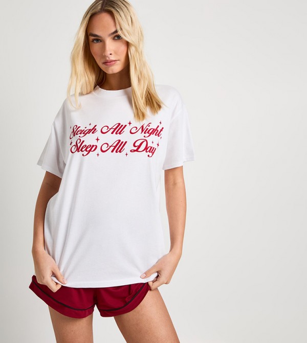 بوهو  ملابس نوم - أبيض  بلايز