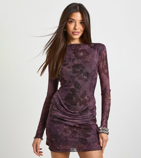 بوهو  ملابس - بنفسجي  Mini Dresses