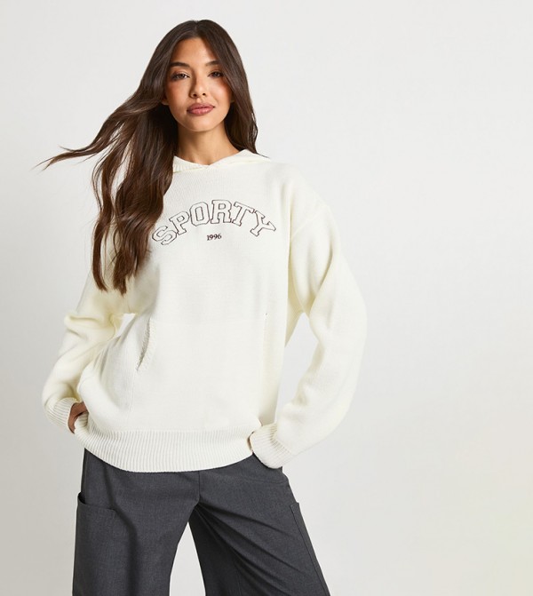 بوهو  ملابس - أبيض هودي