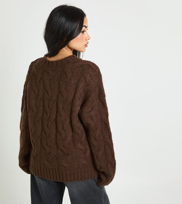 boohoo Sweaters - Brown Round Neck Sweaters