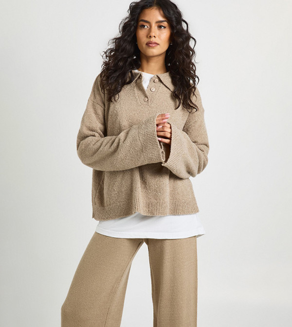 بوهو  أطقم ملابس - بيج Co-Ord Set