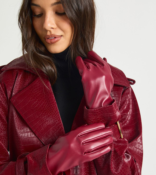 بوهو  قفازات - أحمر Leather