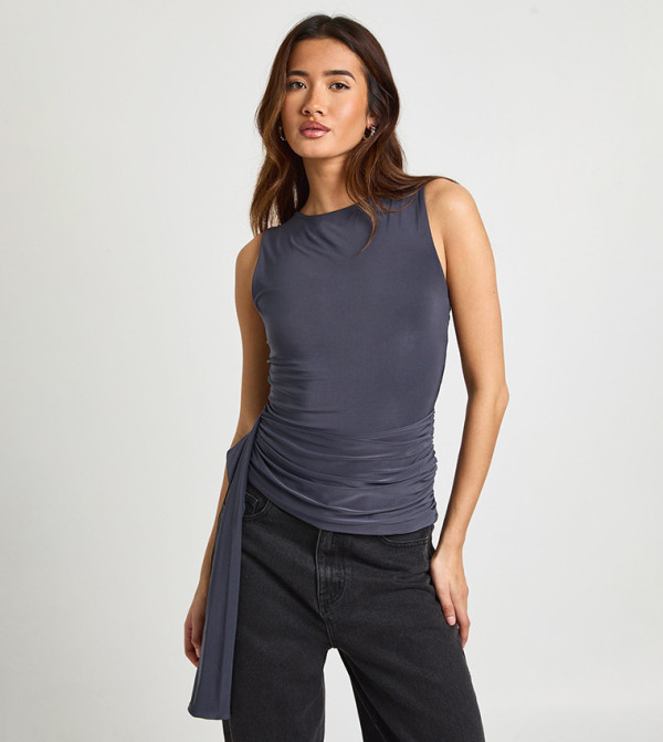 بوهو بلوزات - رمادي Sleeveless Tops