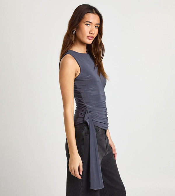 بوهو بلوزات - رمادي Sleeveless Tops