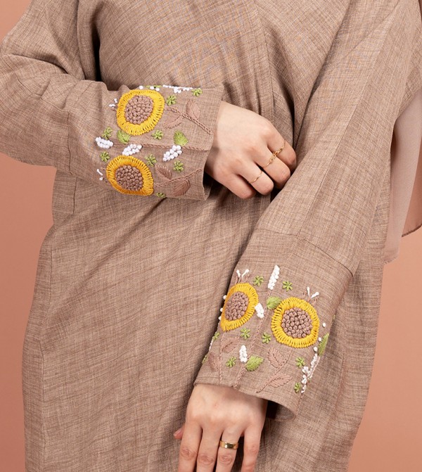 IKKXA  Arabian Clothing - Brown Abayas