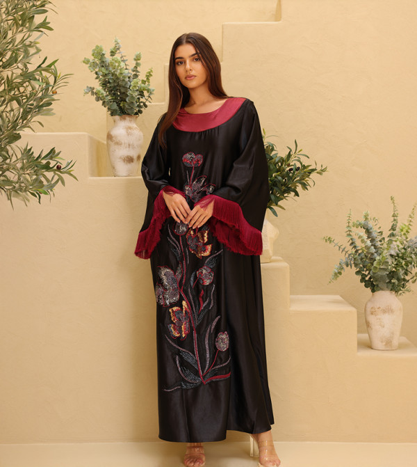 IKKXA  Jalabiya - Black Jalabiyas