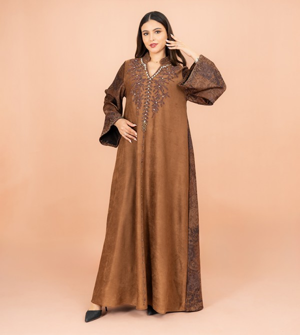 IKKXA  Arabian Clothing - Brown Jalabiyas