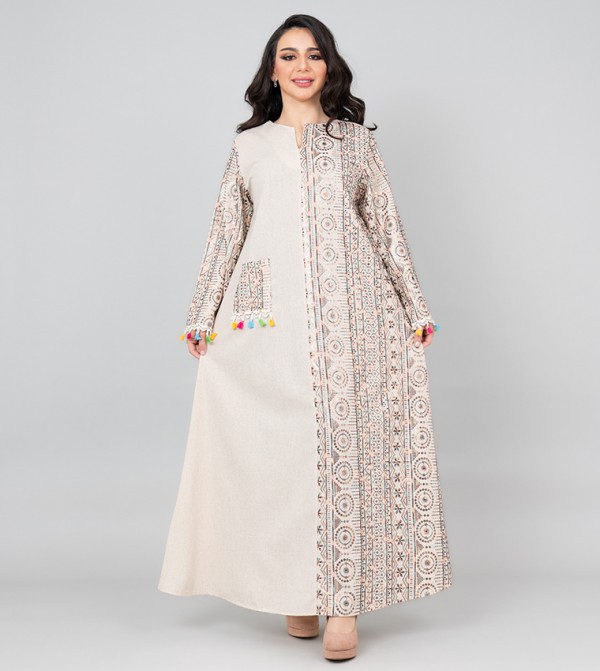 IKKXA  Arabian Clothing - Beige Jalabiyas