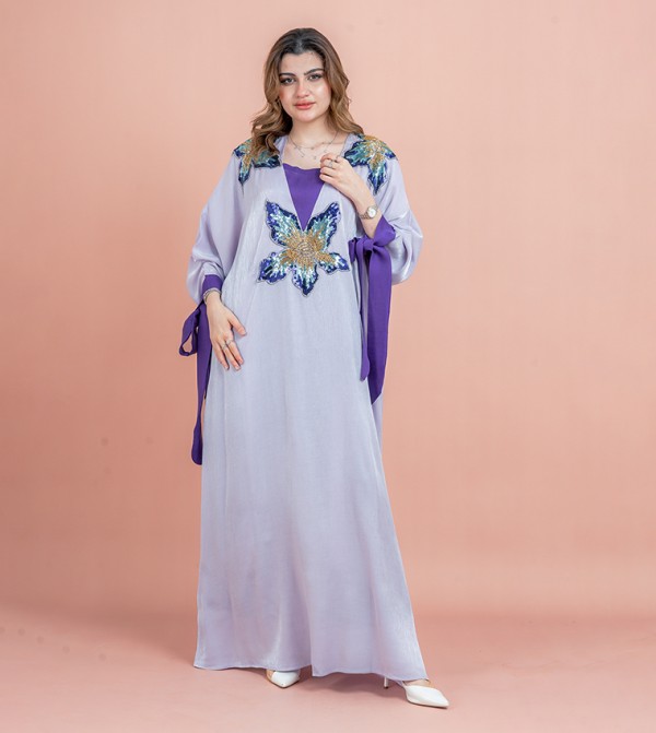 IKKXA  Arabian Clothing - Purple Jalabiyas