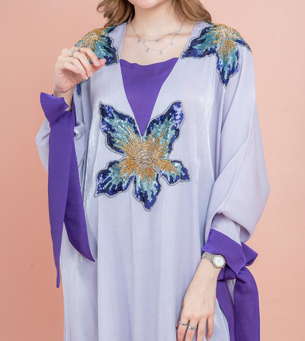 IKKXA  Arabian Clothing - Purple Jalabiyas