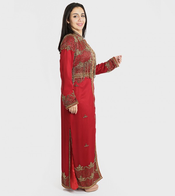 IKKXA  Arabian Clothing - Maroon Kaftan