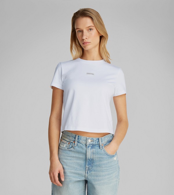 Calvin Klein Jeans  Clothing - White Short Sleeve T-Shirts