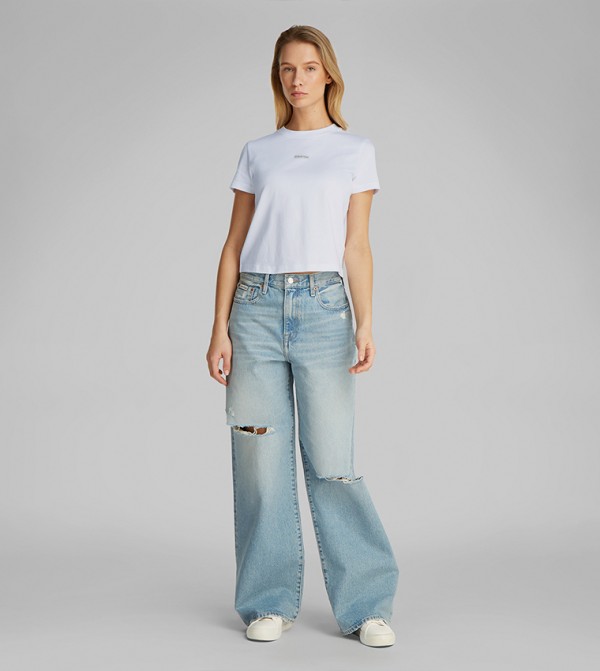 Calvin Klein Jeans  Clothing - White Short Sleeve T-Shirts