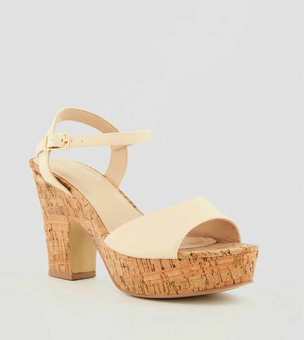 هيد أوفر هيلز  - بيج Block Heels
