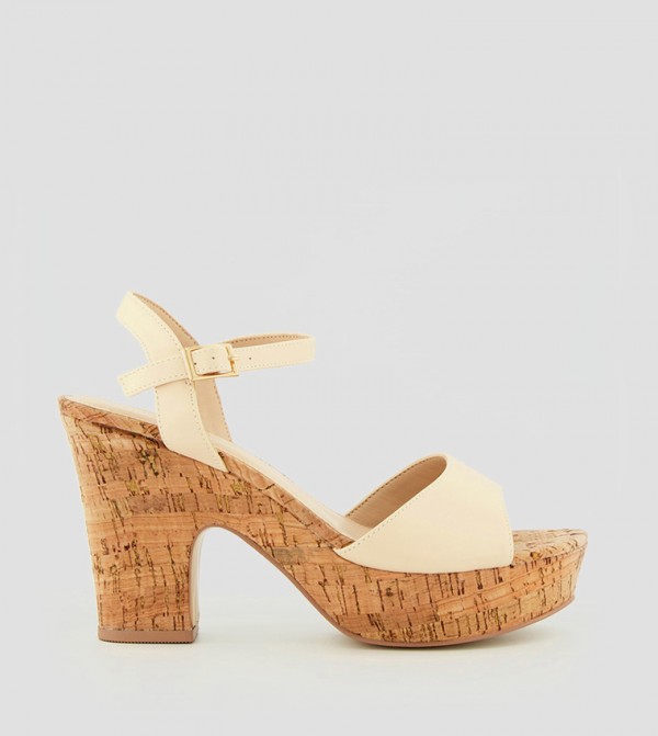 هيد أوفر هيلز  - بيج Block Heels