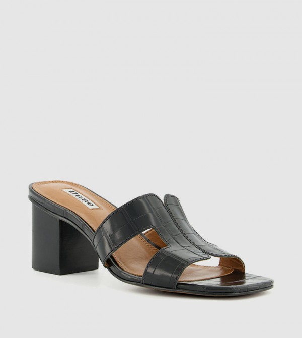 ديون لندن  صنادل - أسود Block Heels