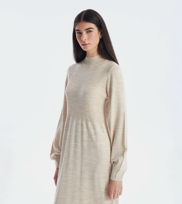 LC Waikiki  Dresses - Beige Midi Dresses
