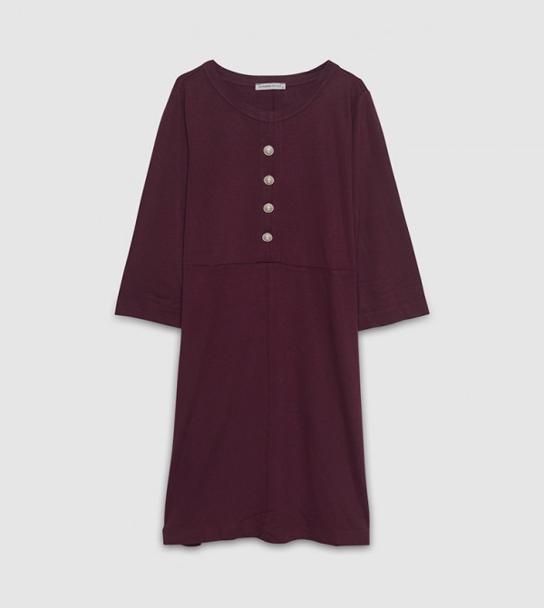 LC Waikiki  Dresses - Burgundy Casual Dresses