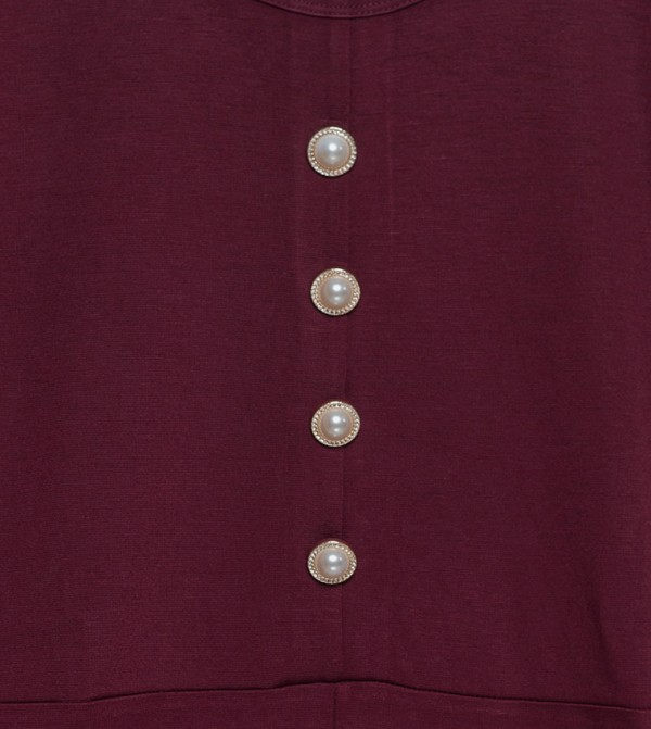 LC Waikiki  Dresses - Burgundy Casual Dresses