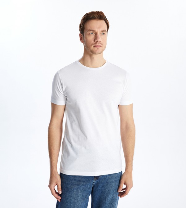 LC Waikiki Round Neck T-Shirts - White Round Neck T-Shirts