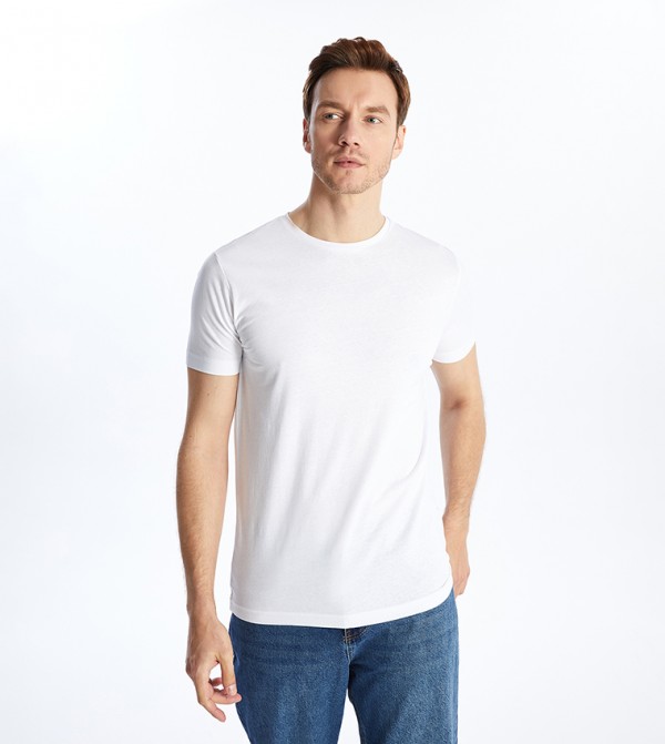 LC Waikiki Round Neck T-Shirts - White Round Neck T-Shirts