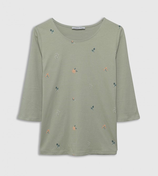 اٍل سي واي كيكي  تيشيرتات كاجوال - أخضر Long Sleeve T-Shirts