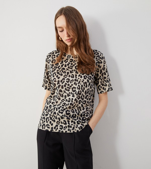 LC Waikiki  T-Shirts - Brown Casual T-Shirts