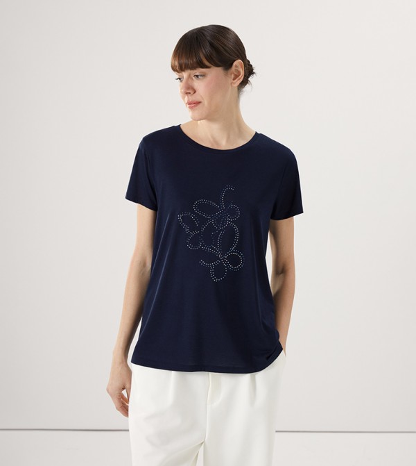 LC Waikiki  T-Shirts - Navy Short Sleeve T-Shirts