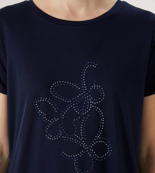 LC Waikiki  T-Shirts - Navy Short Sleeve T-Shirts