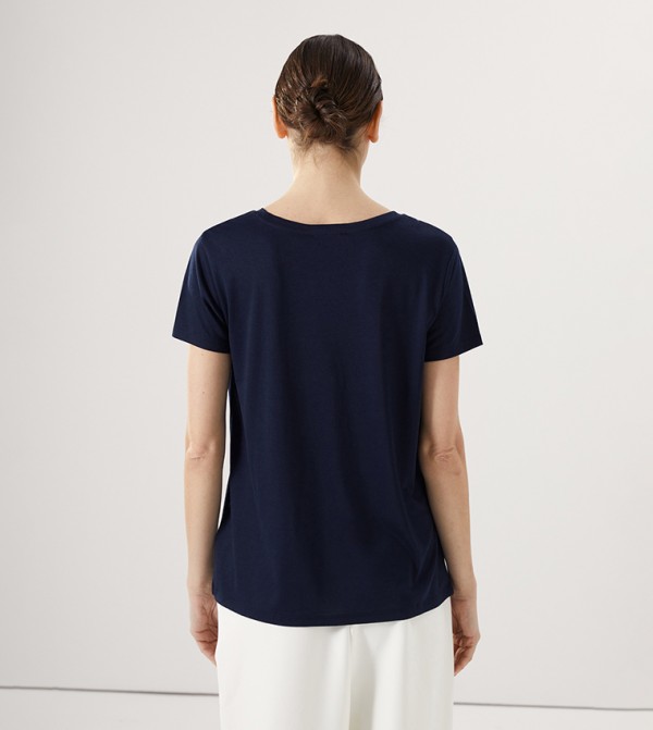 LC Waikiki  T-Shirts - Navy Short Sleeve T-Shirts