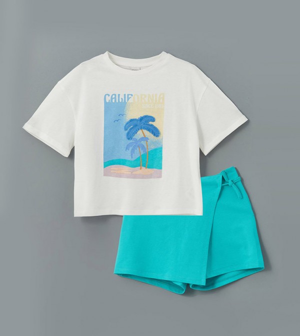 LC Waikiki  Sets - Ecru Top & Skorts