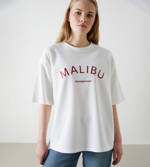 LC Waikiki  T-Shirts - Off White Casual T-Shirts