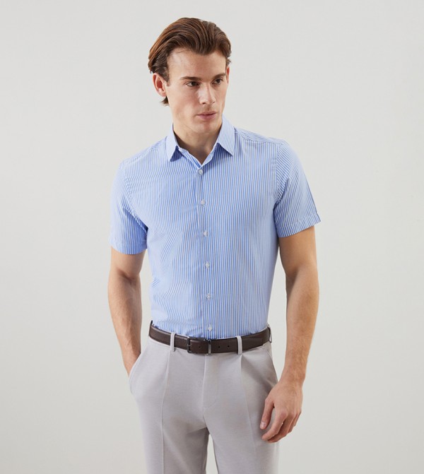 LC Waikiki  Shirts - Blue Short Sleeves