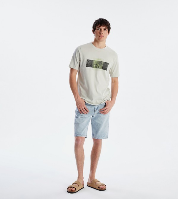 LC Waikiki  T-Shirts - Beige Round Neck T-Shirts
