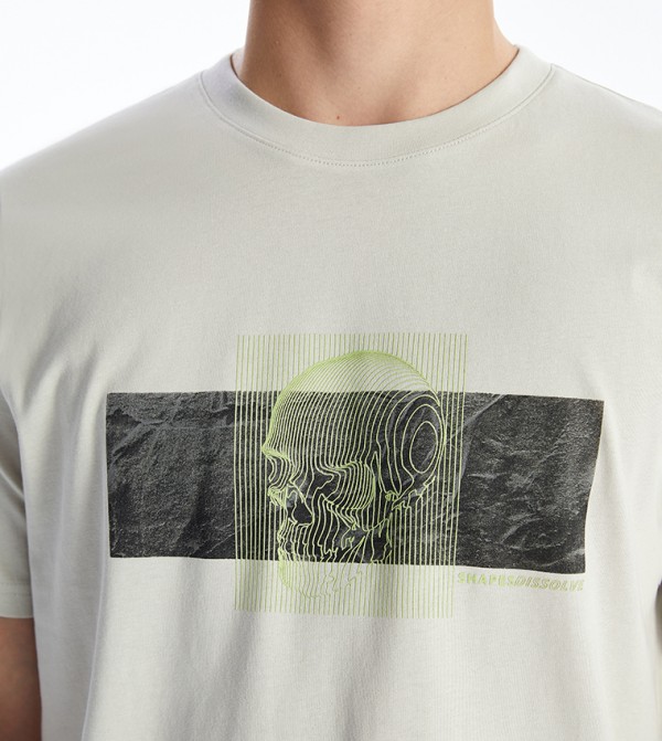 LC Waikiki  T-Shirts - Beige Round Neck T-Shirts