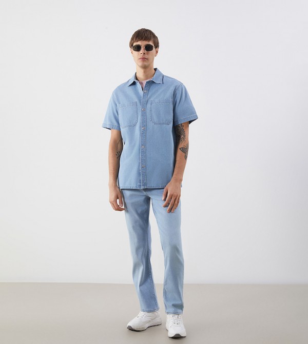 LC Waikiki  Shirts - Blue Short Sleeves