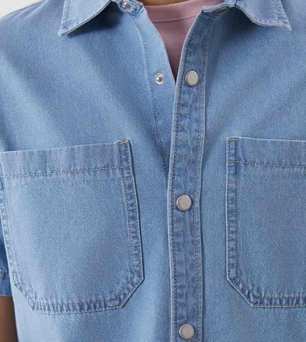 LC Waikiki  Shirts - Blue Short Sleeves