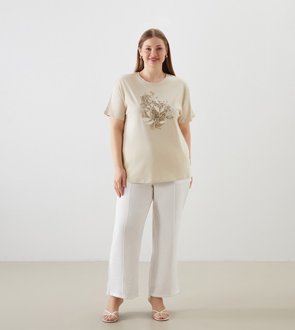 LC Waikiki LC Waikiki - Beige Short Sleeve T-Shirts