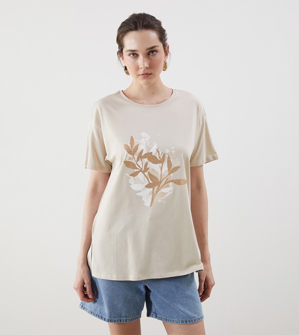 LC Waikiki LC Waikiki - Beige Short Sleeve T-Shirts
