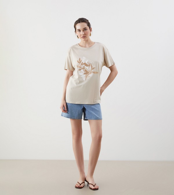 LC Waikiki LC Waikiki - Beige Short Sleeve T-Shirts