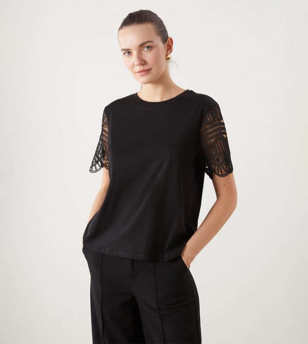 اٍل سي واي كيكي  تيشيرتات كاجوال - أسود Short Sleeve T-Shirts