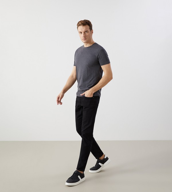 LC Waikiki  T-Shirts - Charcoal Round Neck T-Shirts