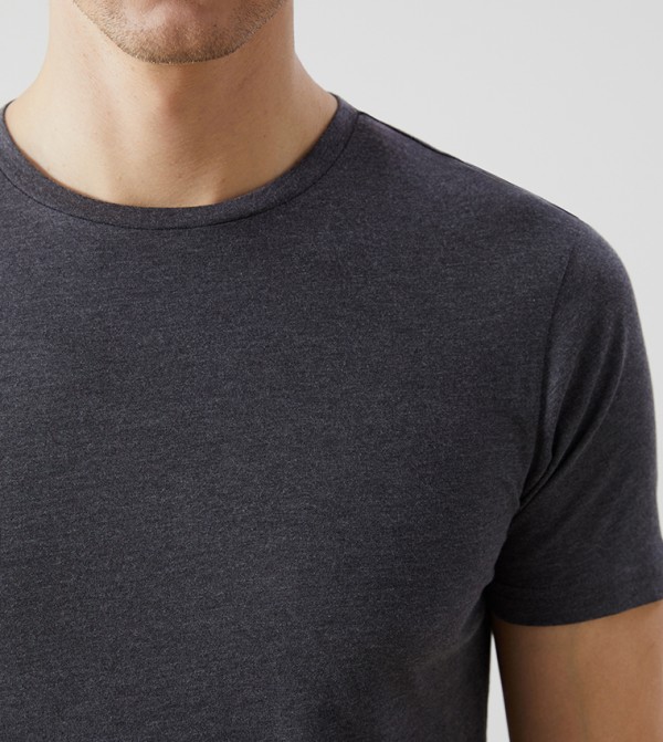 LC Waikiki  T-Shirts - Charcoal Round Neck T-Shirts