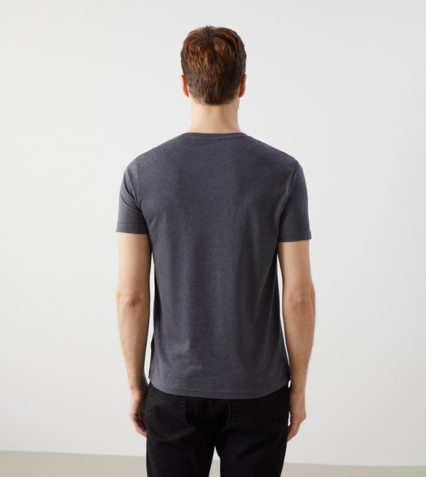 LC Waikiki  T-Shirts - Charcoal Round Neck T-Shirts