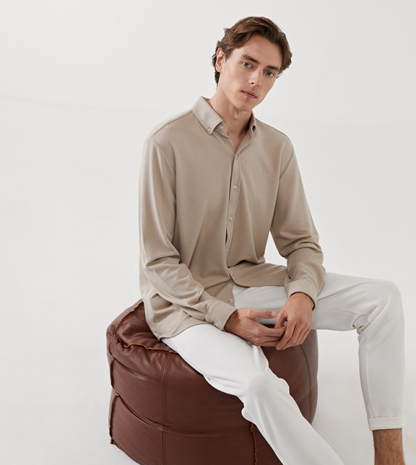 اٍل سي واي كيكي  قمصان - بيج Long Sleeves