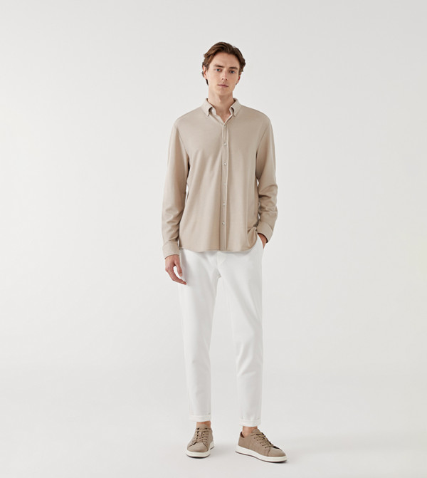 اٍل سي واي كيكي  قمصان - بيج Long Sleeves
