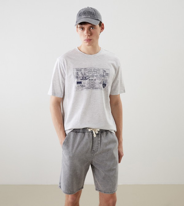 اٍل سي واي كيكي  ملابس - بيج Round Neck T-Shirts