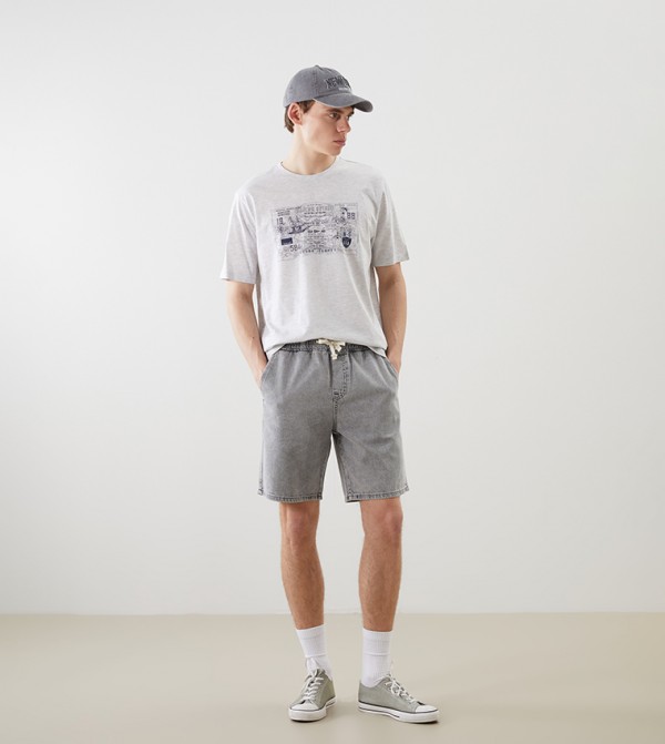 اٍل سي واي كيكي  ملابس - بيج Round Neck T-Shirts