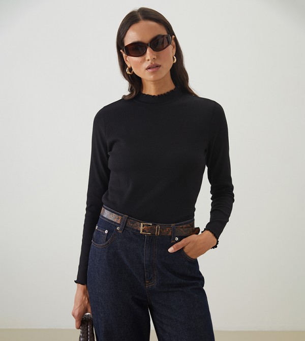 LC Waikiki LC Waikiki - Black Long Sleeve T-Shirts