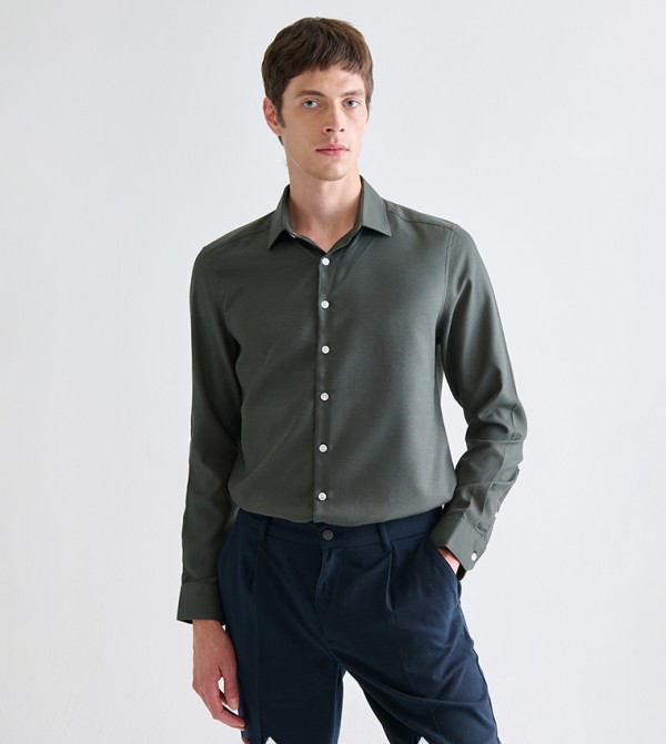 LC Waikiki  Shirts - Olive Long Sleeves